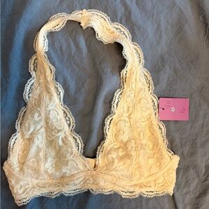 Anemone Lace Halter Bralettes in Cream and Coffee NWT size S/M